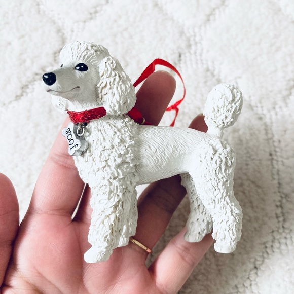 Adorable set of 2 white Poodle Doggy Christmas Ornaments - Picture 4 of 8